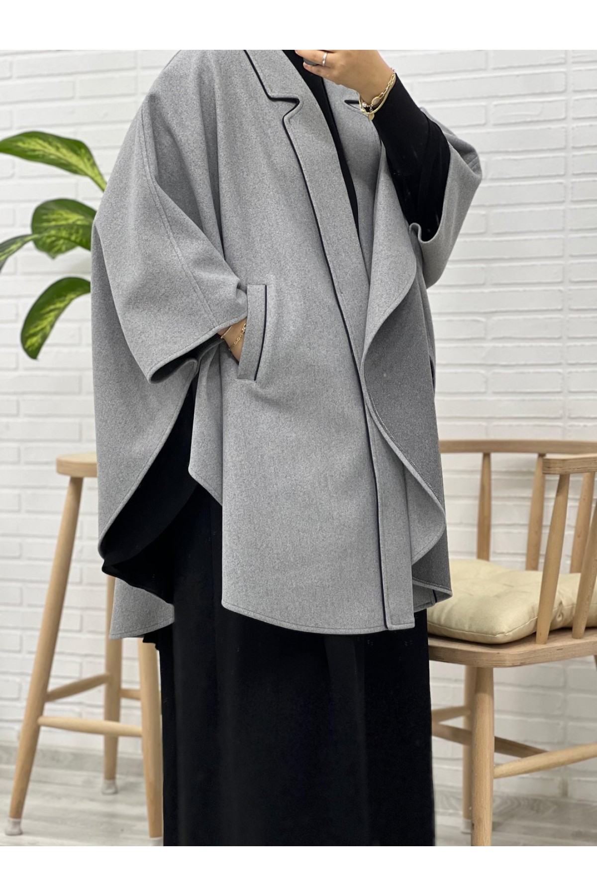 Yakalı Grey 95 cm Panço Yakalı Grey 95 cm Panço