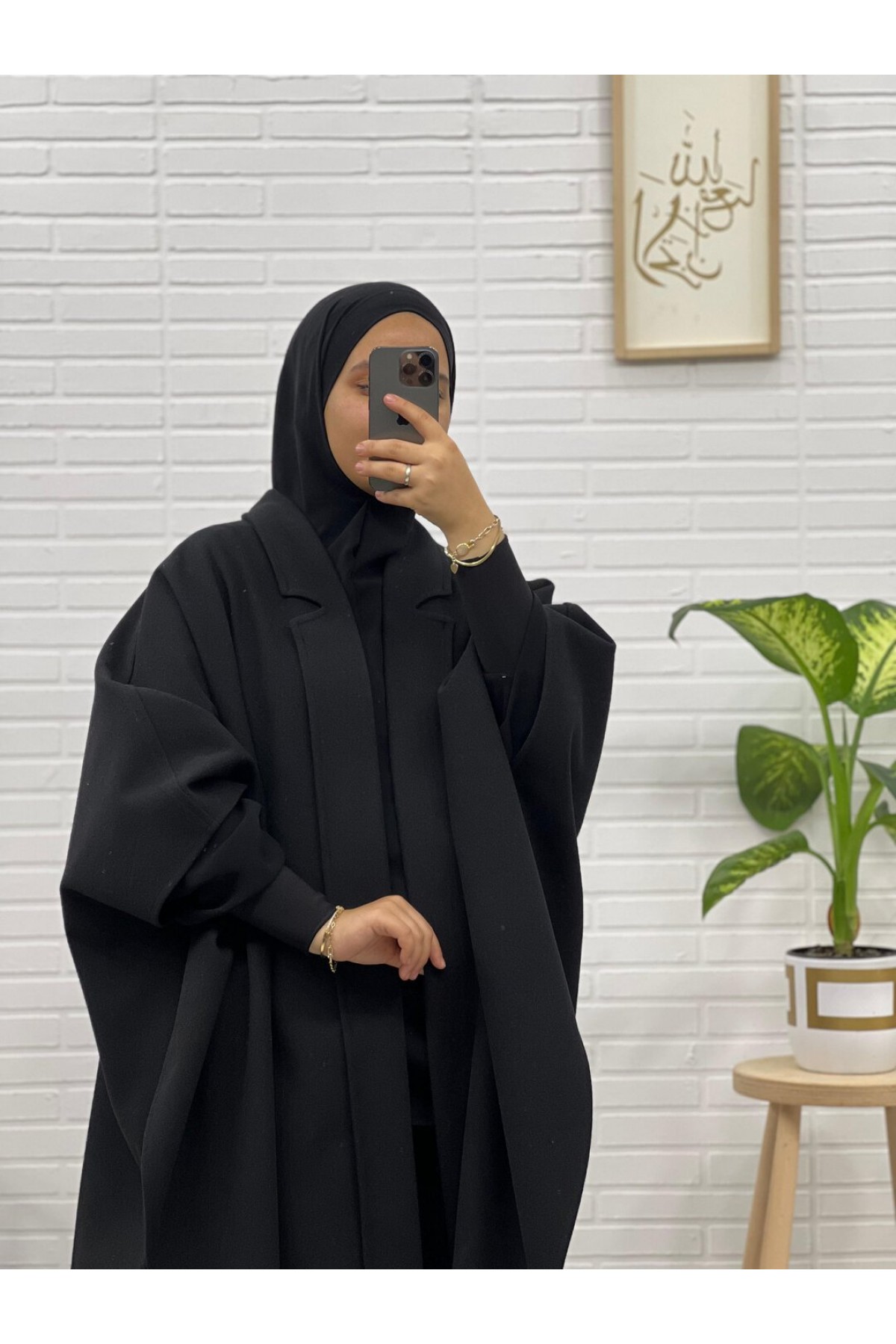 Sade yakalı 120 cm Tak çıkar kapişon panço