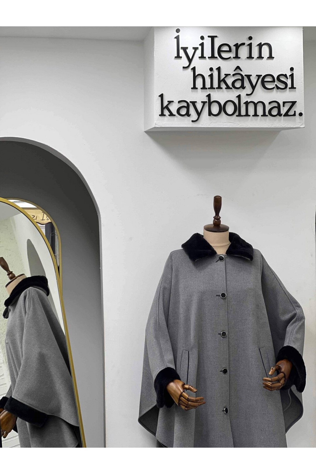 Hakim yaka foklu grey panço Hakim yaka foklu grey panço