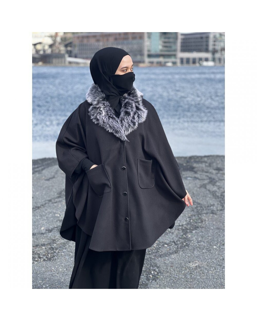 Kaşe Karma Yaka Panço Kaşe Karma Yaka Panço