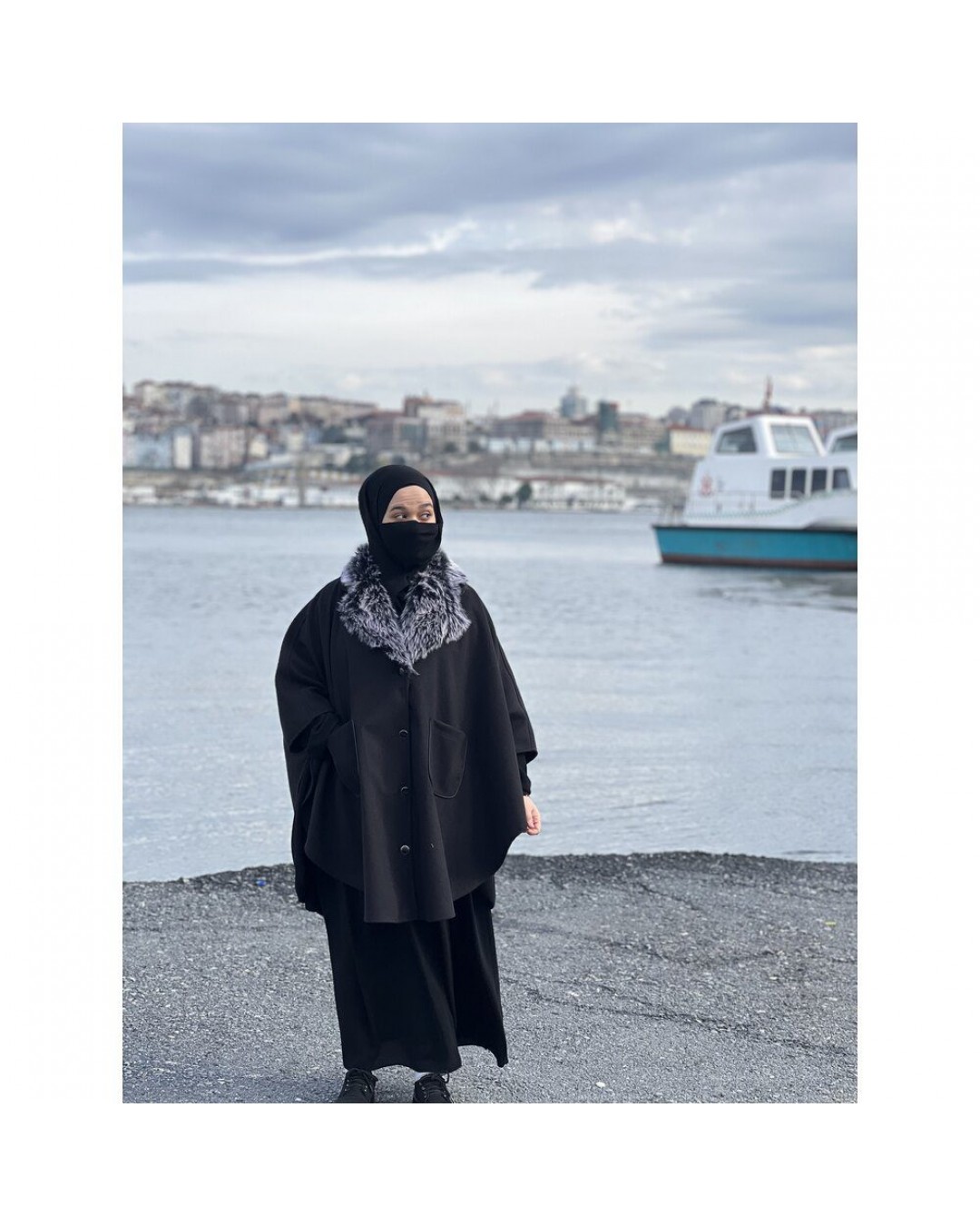 Kaşe Karma Yaka Panço Kaşe Karma Yaka Panço