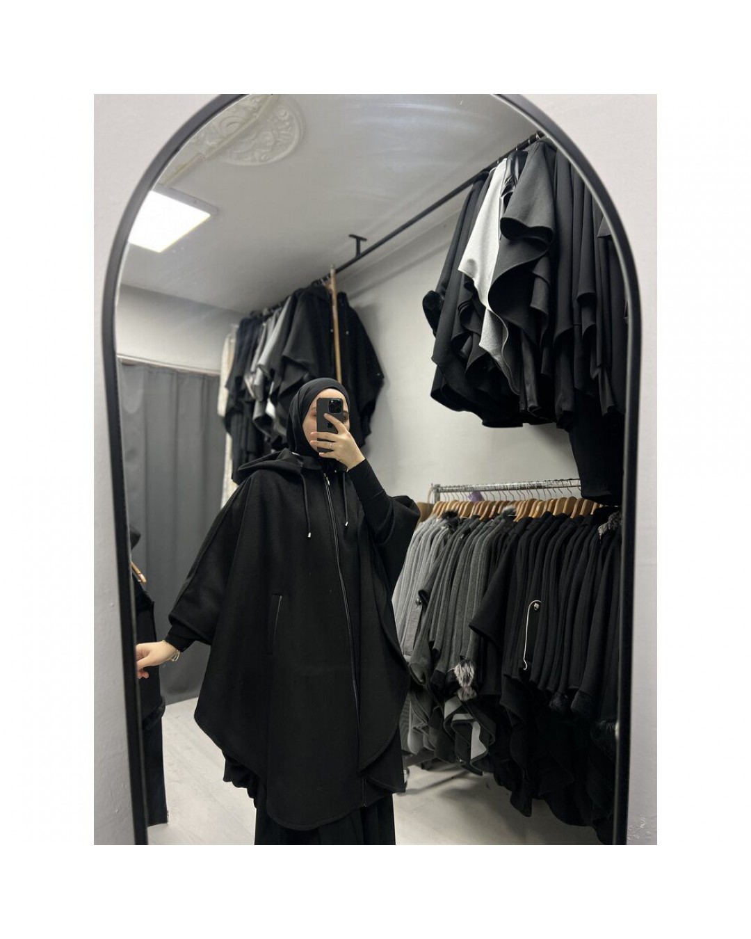 Kalın Kaşe Deri Yaka Panço