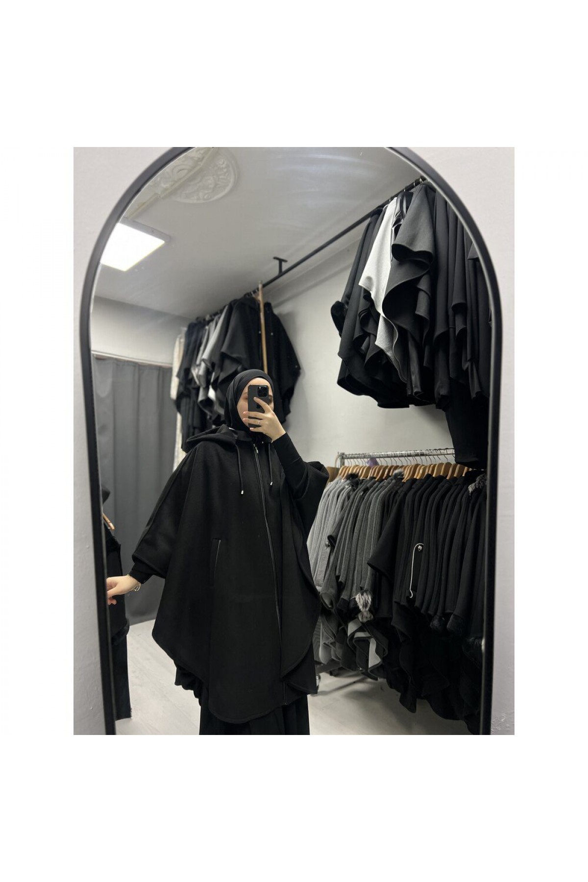 Kalın Kaşe Deri Yaka Panço Kalın Kaşe Deri Yaka Panço