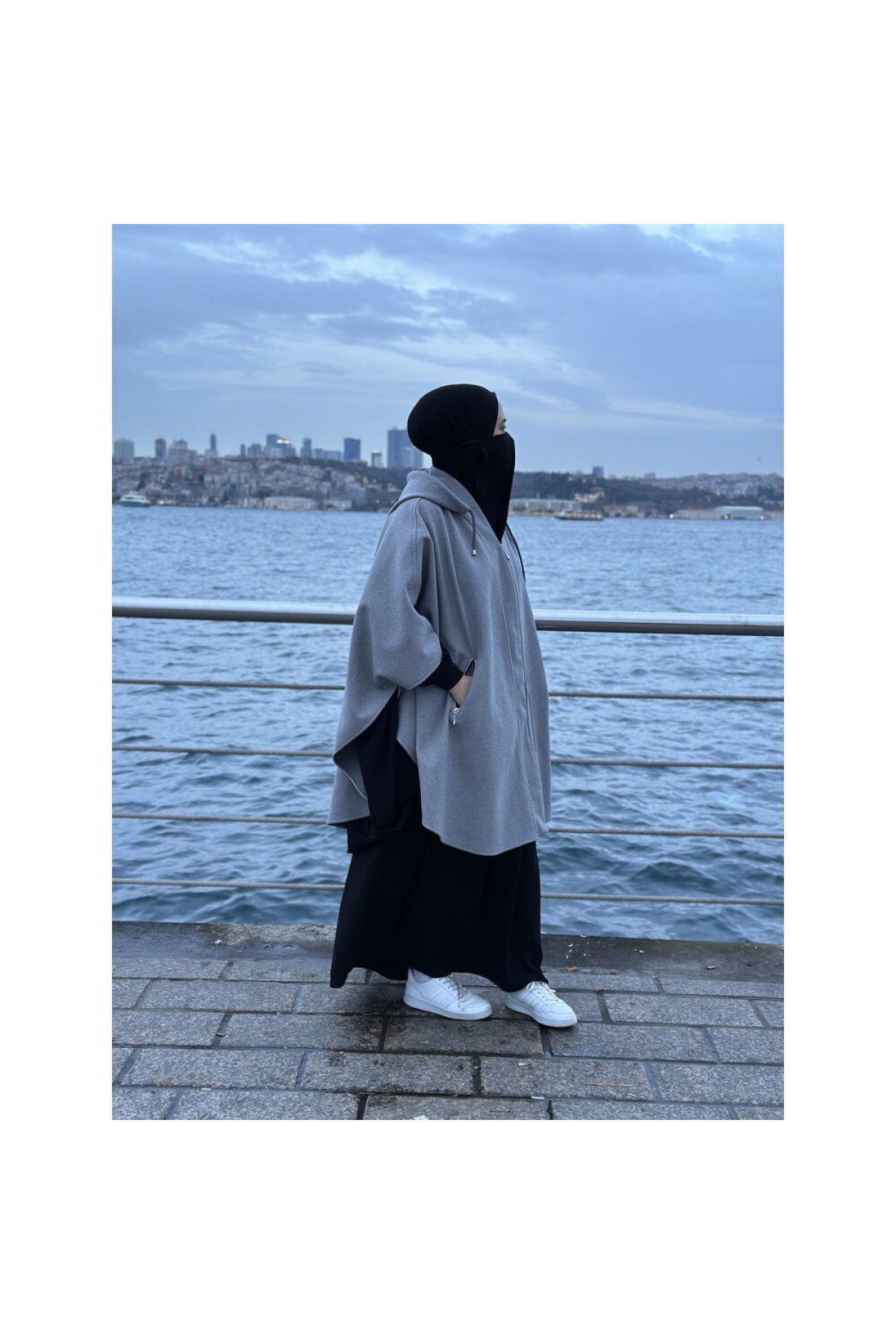 Zara Grey Kimono Biyeli yaka panço Zara Grey Kimono Biyeli yaka panço