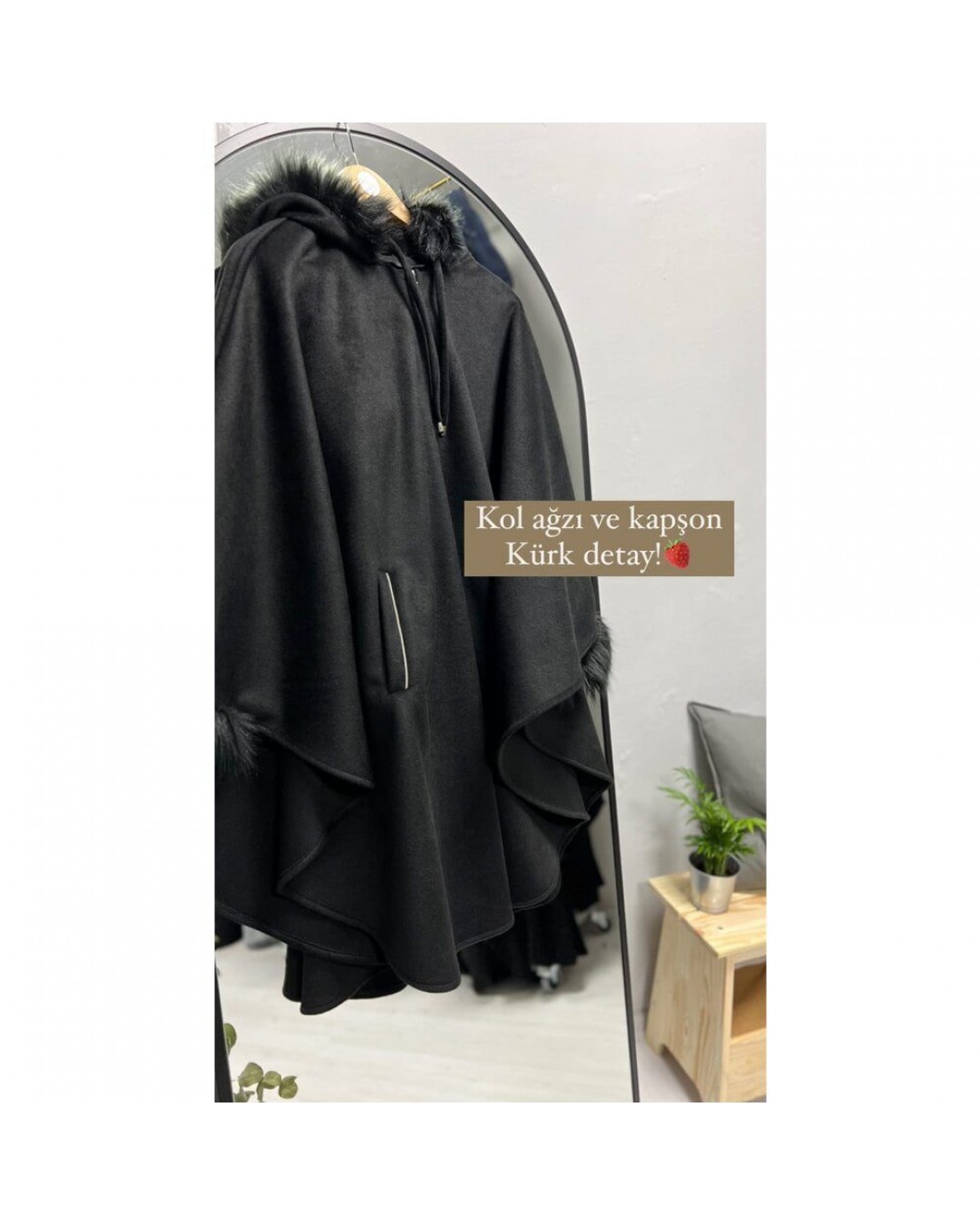 Armâni Kalın Kaşe Kürklü Esved verev Panço