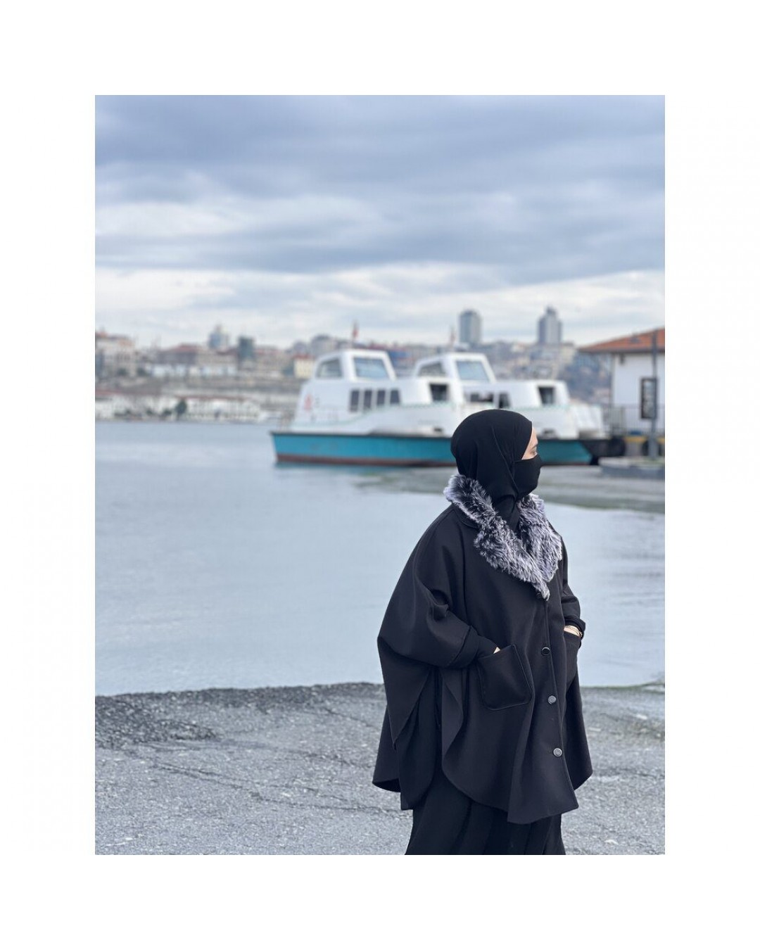 Kaşe Karma Yaka Panço Kaşe Karma Yaka Panço