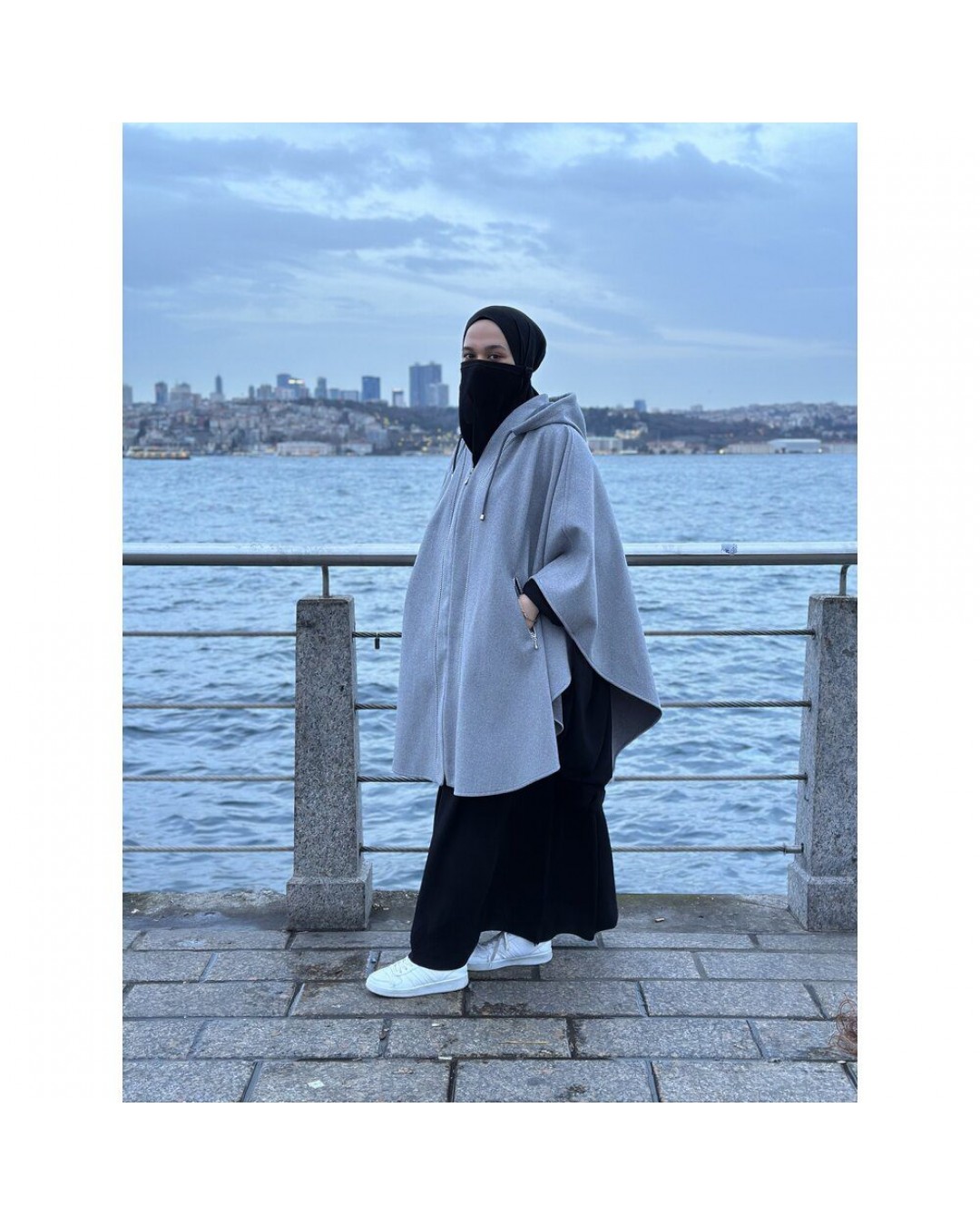 Zara Grey Kimono Biyeli yaka panço